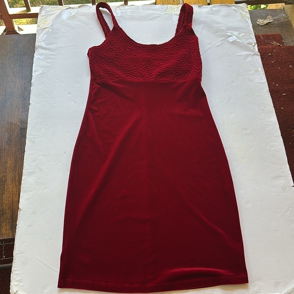 Vintage 90s Glitter Mini Dress Velvet Bodycon Burgundy Betsey Johnson Sexy Hot L - Picture 3 of 16